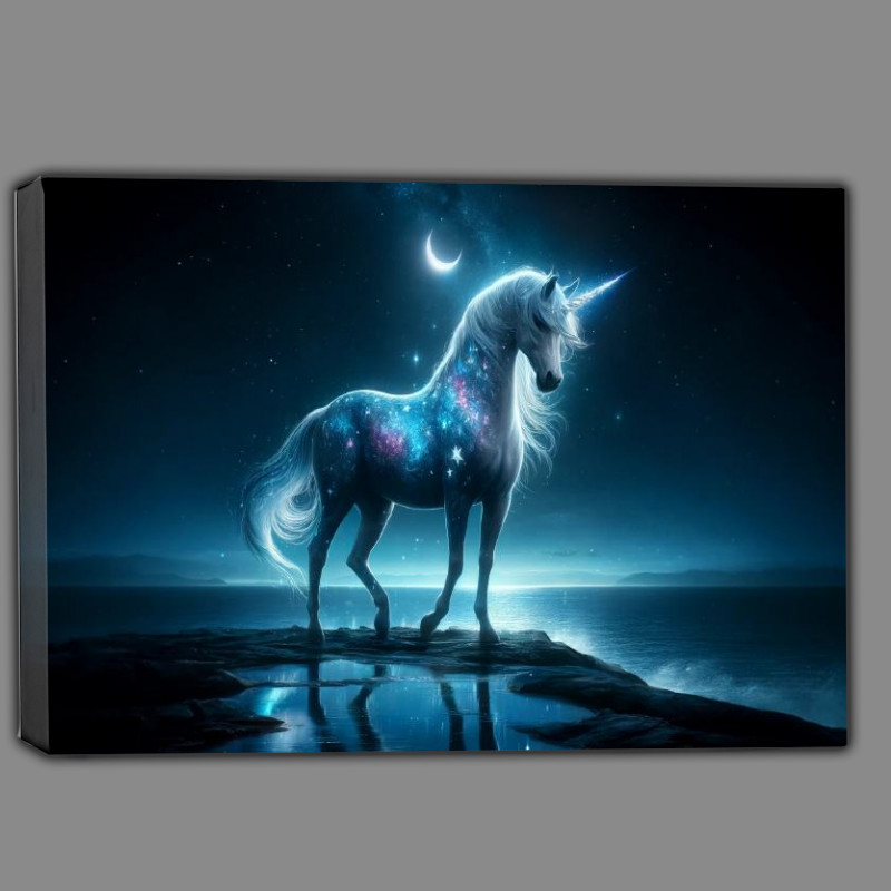 Buy Canvas : (Celestial Unicorn shimmering with starry blue and silver)