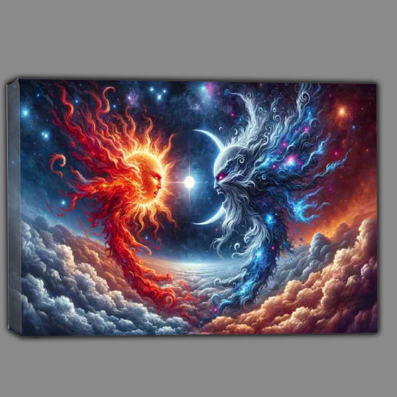 Buy Canvas : (Celestial battle between a Sun spirit and a Moon specter)