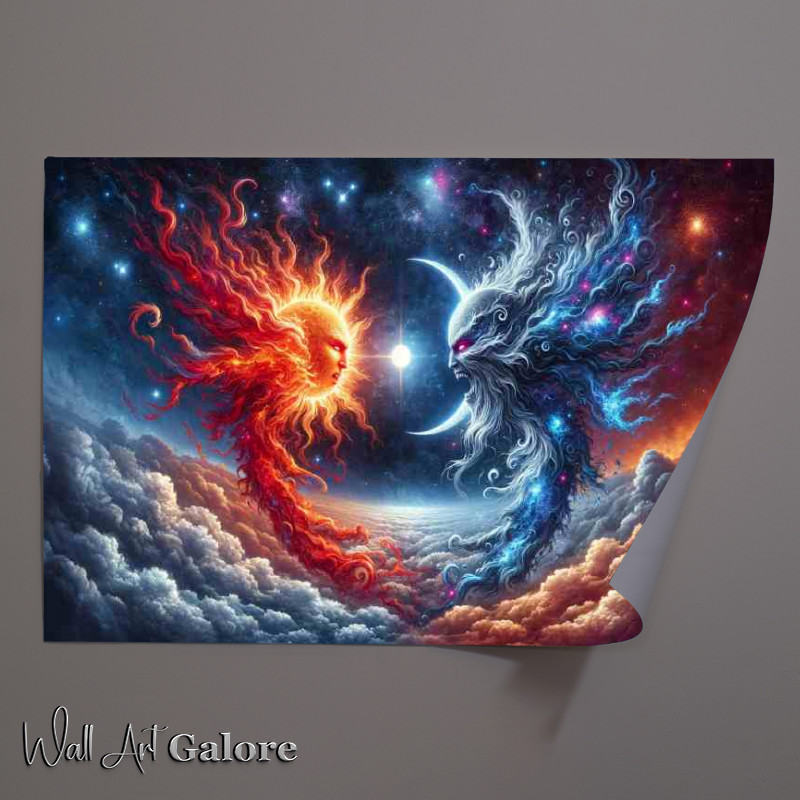 Buy Unframed Poster : (Celestial battle between a Sun spirit and a Moon specter)
