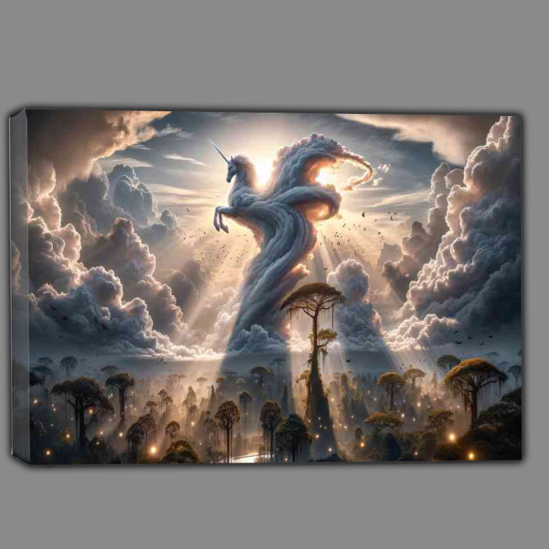 Buy Canvas : (Clouds form the shape of a mystical unicorn in the sky)