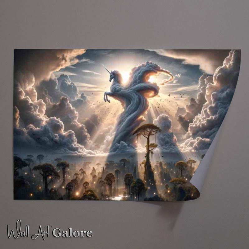 Buy Unframed Poster : (Clouds form the shape of a mystical unicorn in the sky)