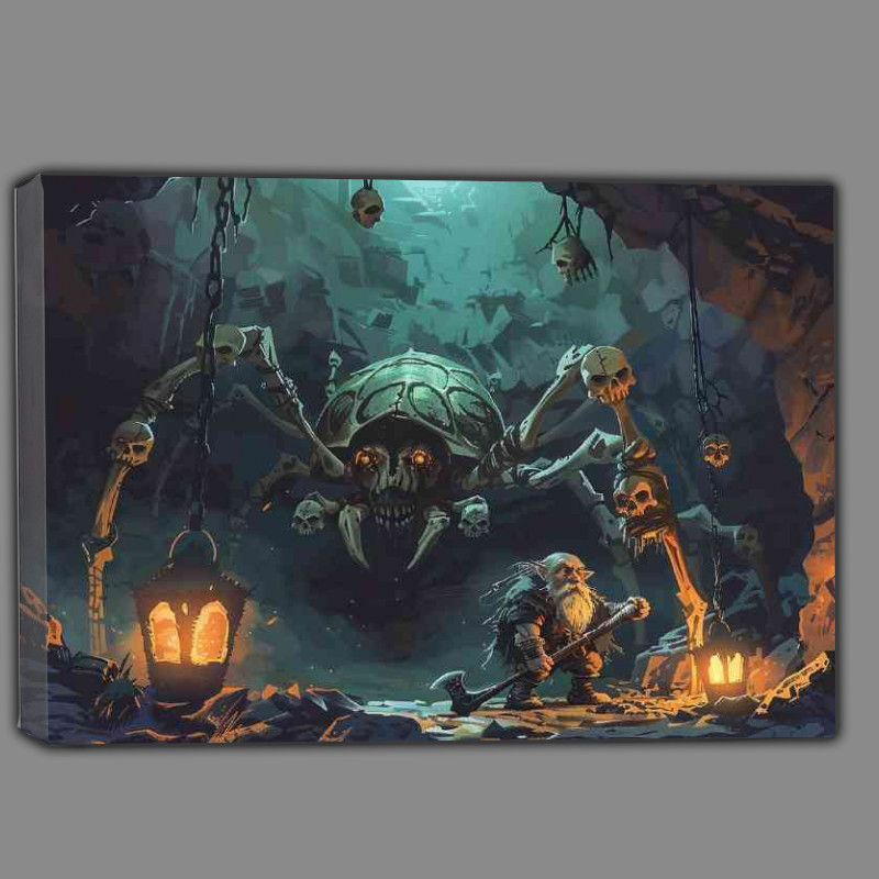 Buy Canvas : (Dwarf with an axe big Spider)