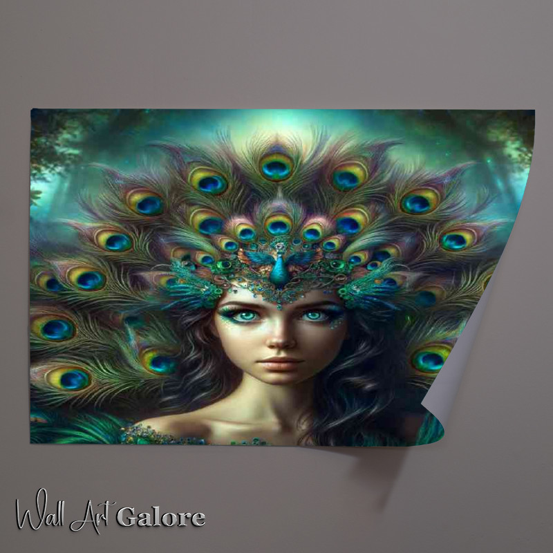 Buy Unframed Poster : (Enchanting goddess adorned with a peacock feather crown)
