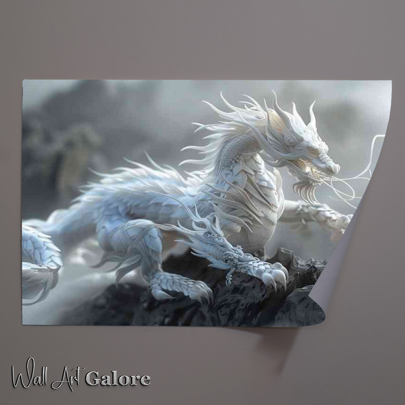 Buy Unframed Poster : (Fantasy creatures white dragon)