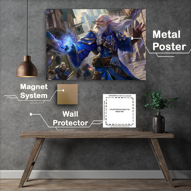 Buy Metal Poster : (Gnome mage in blue robes in Battle mode)