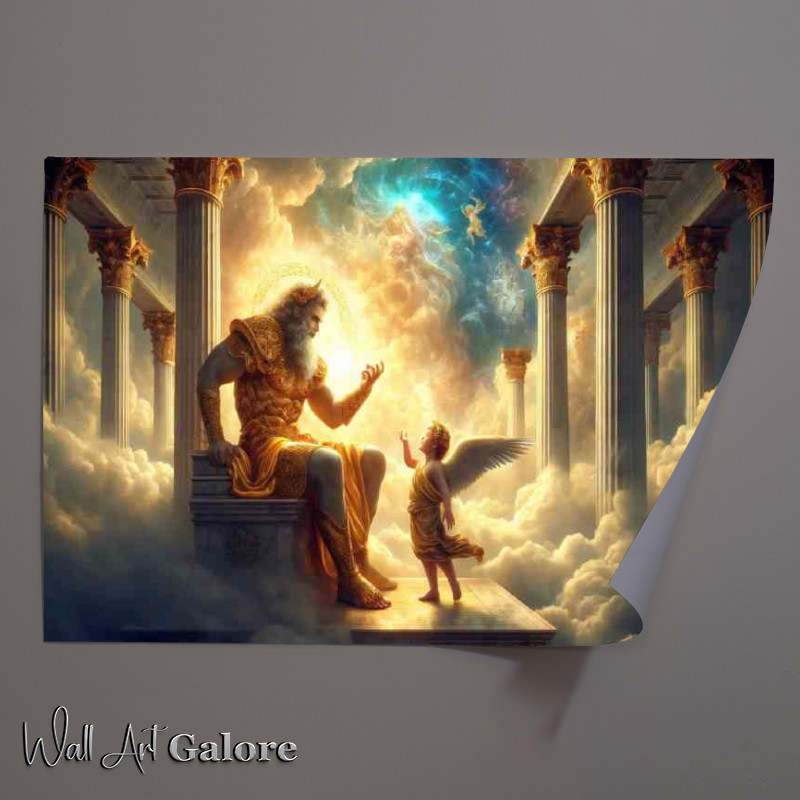Buy Unframed Poster : (God like figure muscular and adorned in golden armor)