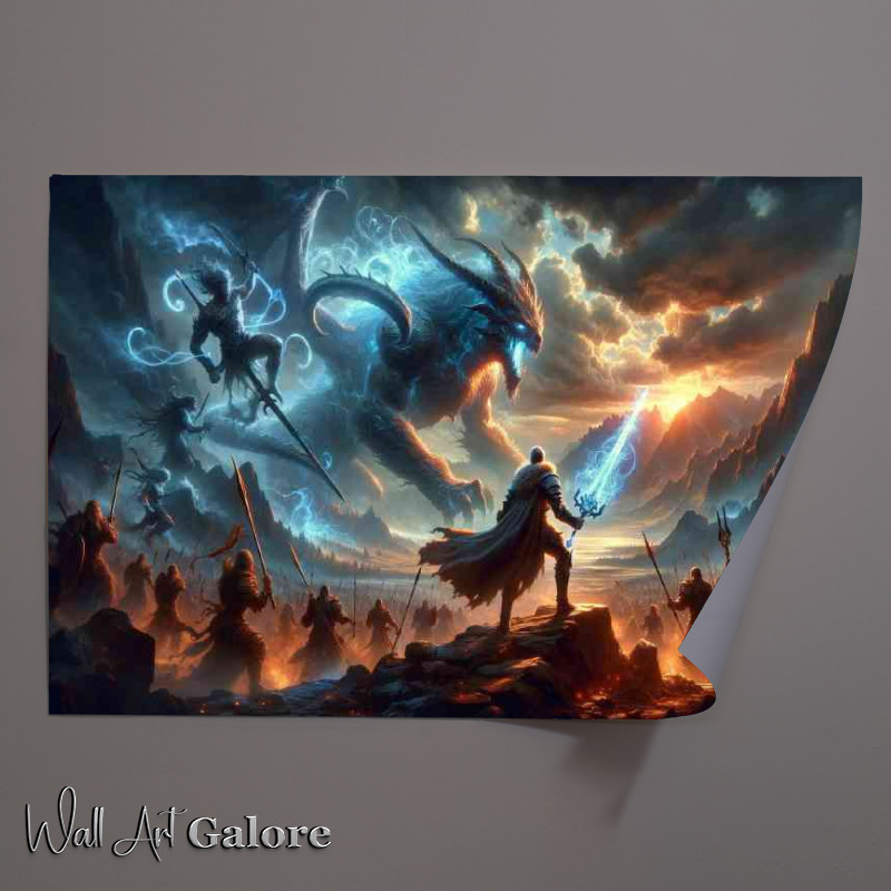Buy Unframed Poster : (Heroic stand against a mythical beast with the central figure)