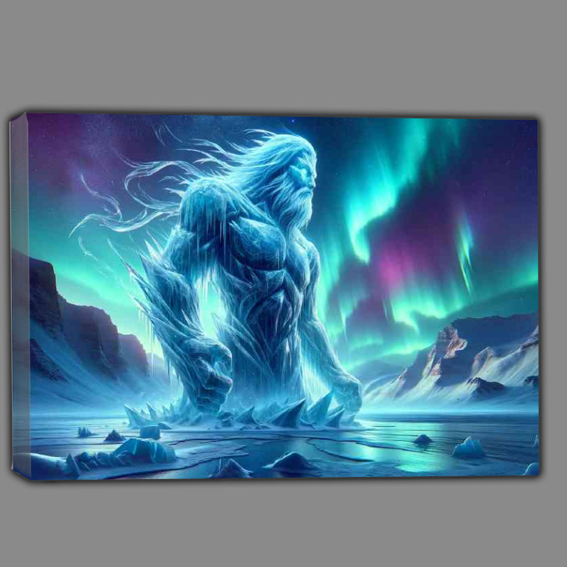Buy Canvas : (Ice giant carved from glacial ice under the aurora borealis)