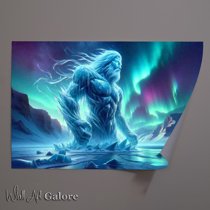 Buy Unframed Poster : (Ice giant carved from glacial ice under the aurora borealis)