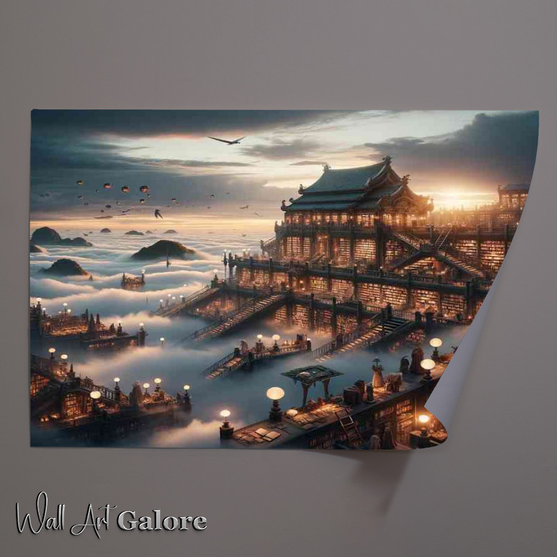 Buy Unframed Poster : (Ancient library floating among the clouds)