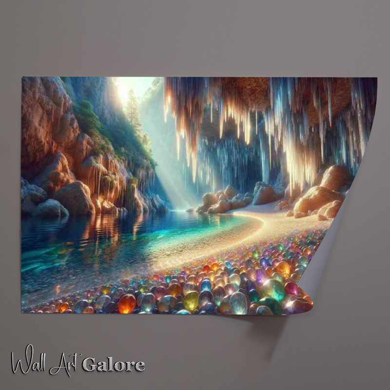 Buy Unframed Poster : (Ecluded cove where crystal stalactites hang from the cliffs)