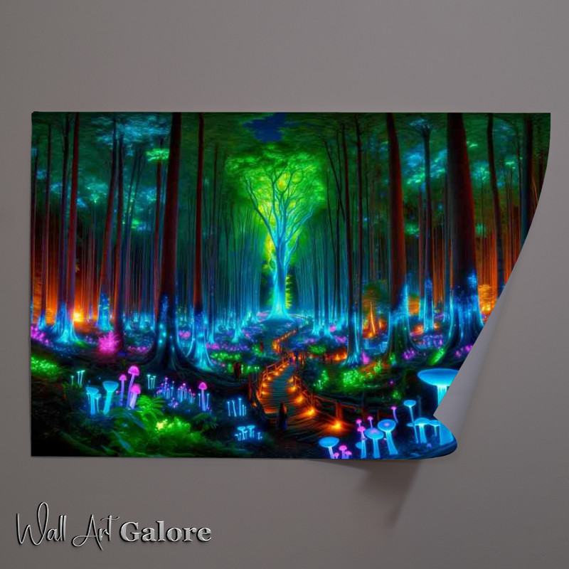 Buy Unframed Poster : (Enchanted forest with towering bioluminescent trees)