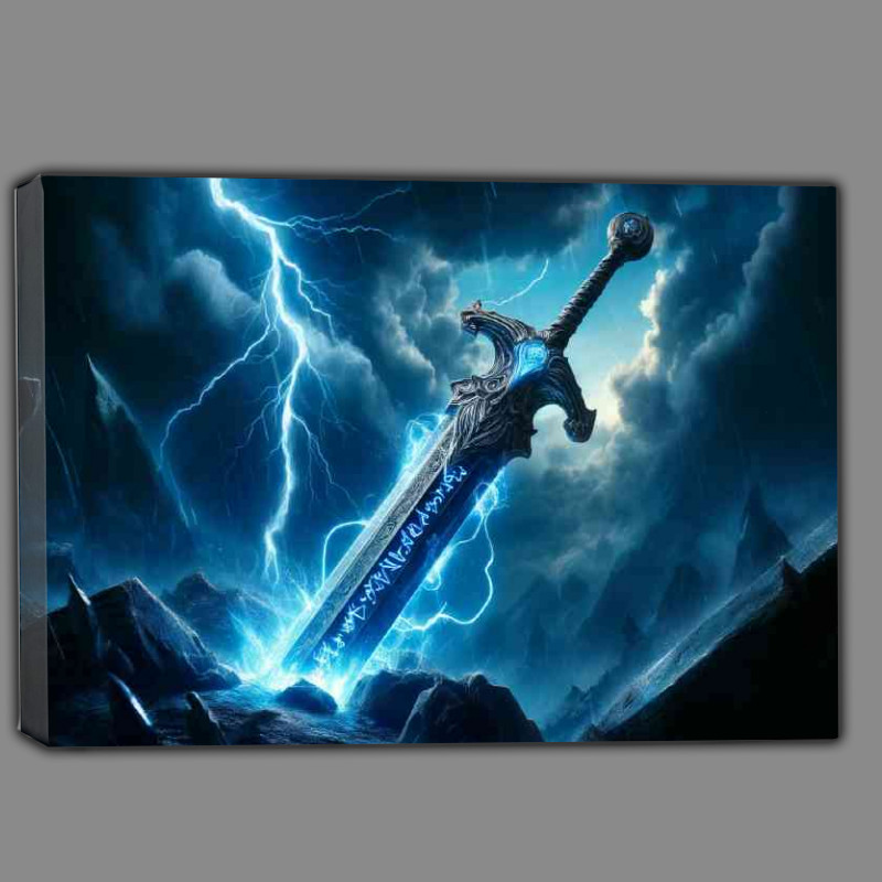 Buy Canvas : (Enchanted sword glowing intensely with blue fire)