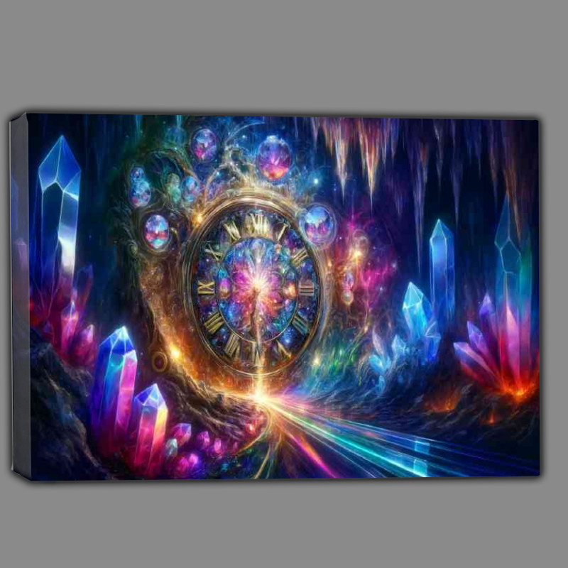 Buy Canvas : (Enchanted timepiece embedded in a crystal cave)