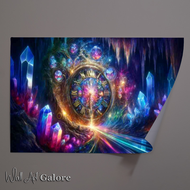 Buy Unframed Poster : (Enchanted timepiece embedded in a crystal cave)