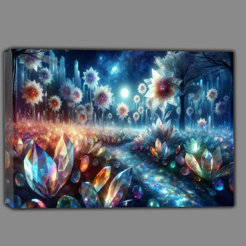 Buy Canvas : (Mystical garden where crystal flowers bloom under a starlit sky)