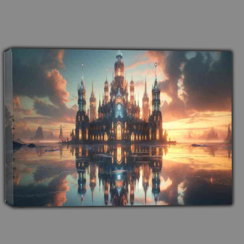 Buy Canvas : (Grand crystal Palace at dawn its towers and spires)