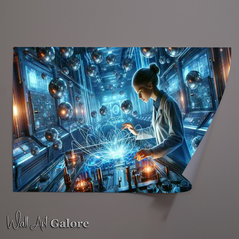 Buy Unframed Poster : (Young female scientist in a high tech lab manipulating)