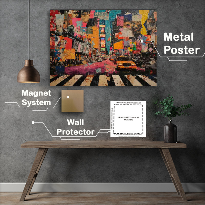 Buy Metal Poster : (A Mixed collage of city living)