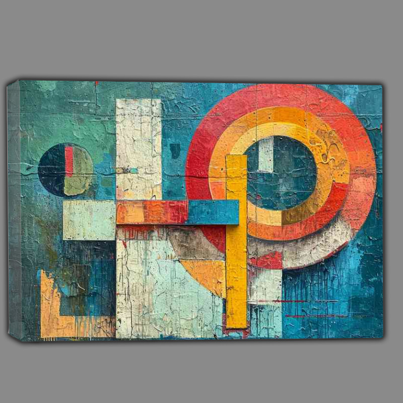 Buy Canvas : (A blue green with a red and orange circle)
