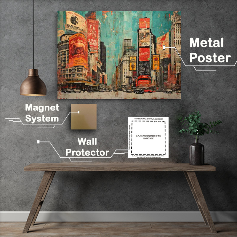 Buy Metal Poster : (A old painting that shows several buildings with light blue sky)