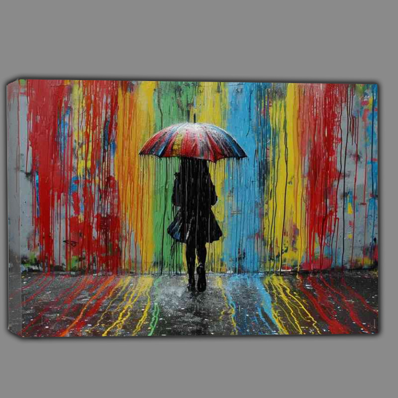Buy Canvas : (Banksy style in the rain street art)