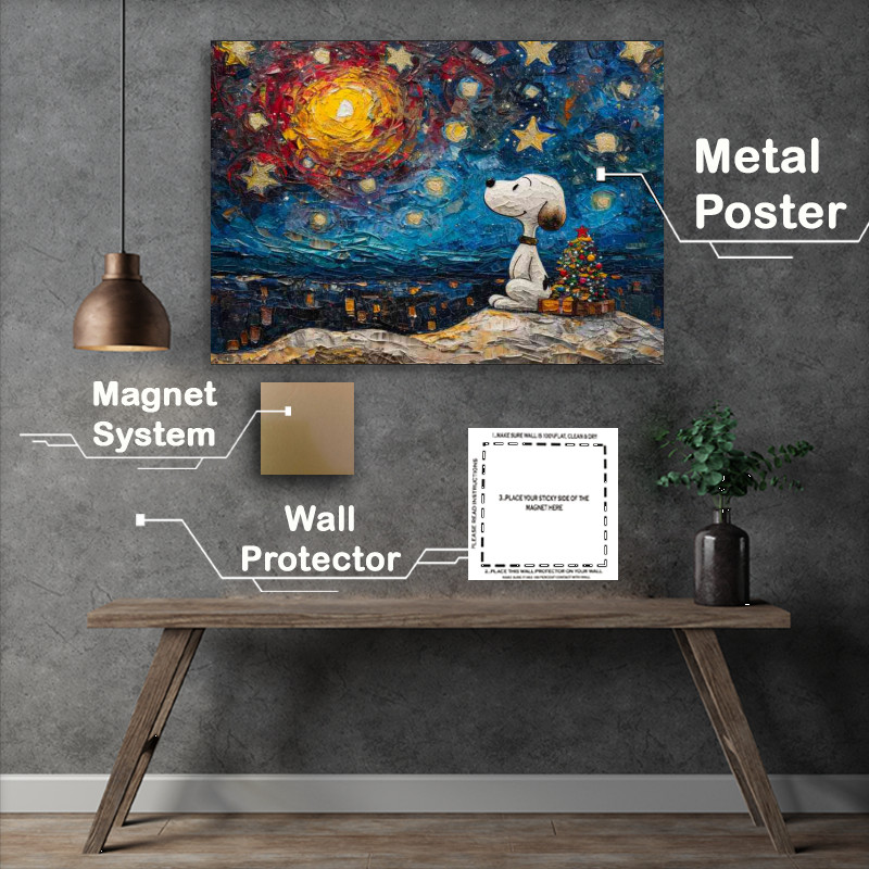 Buy Metal Poster : (Beagle dog under the stars)