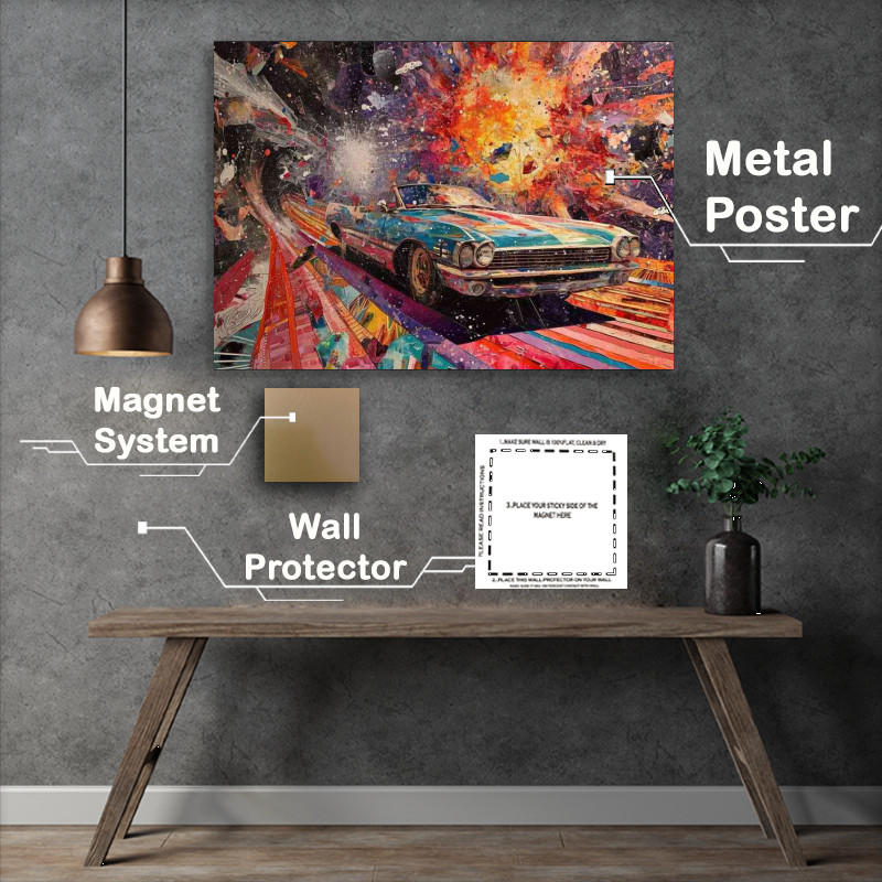 Buy Metal Poster : (Collage driving mixed explosion art)
