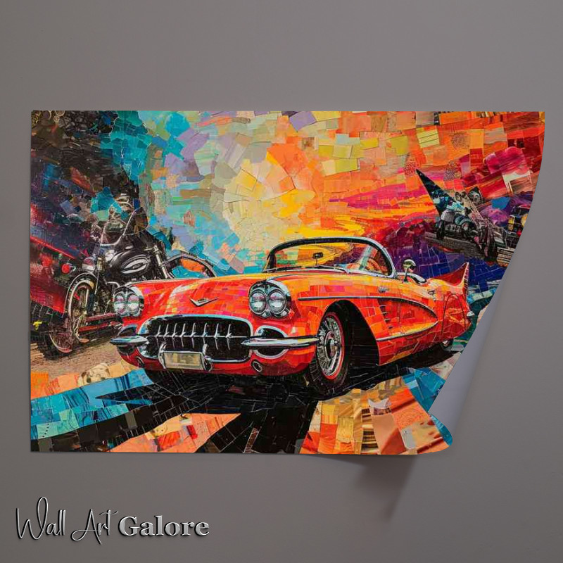 Buy Unframed Poster : (Collage featuring the red car and bike)