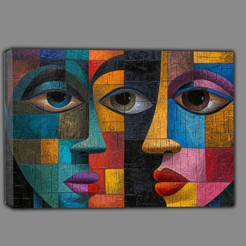 Buy Canvas : (Cubist abstract faces in mixed colour)