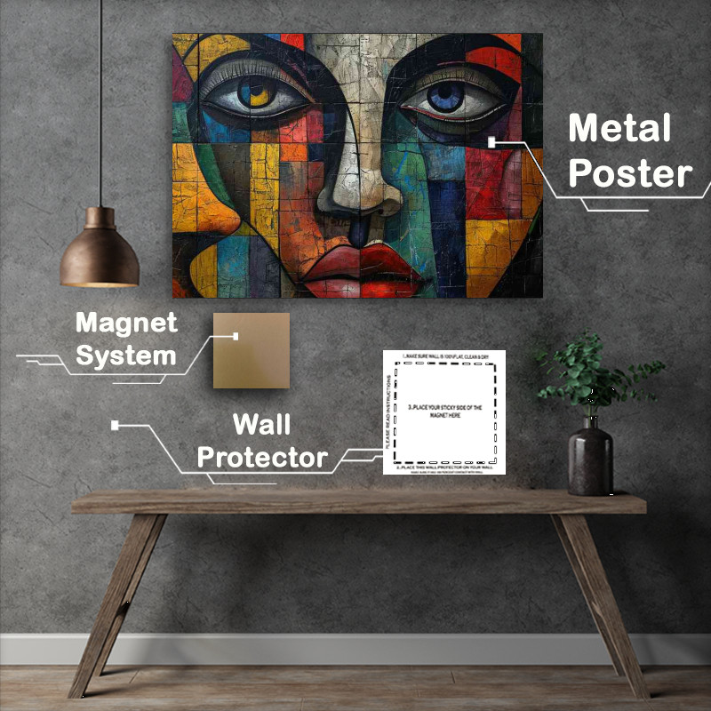 Buy Metal Poster : (Face painting with mixed coloured art)