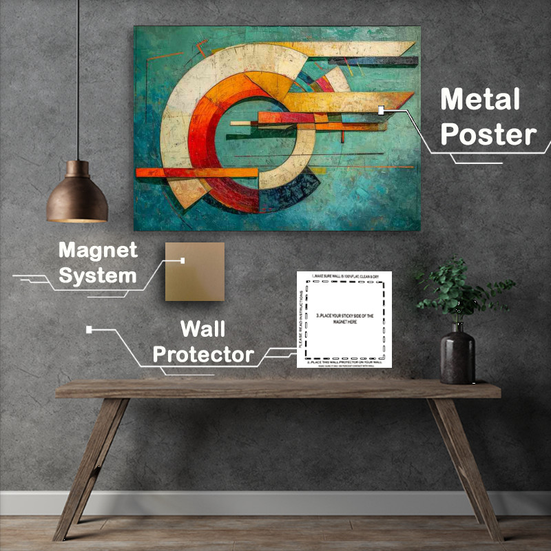 Buy Metal Poster : (Green blue red and orange abstract)