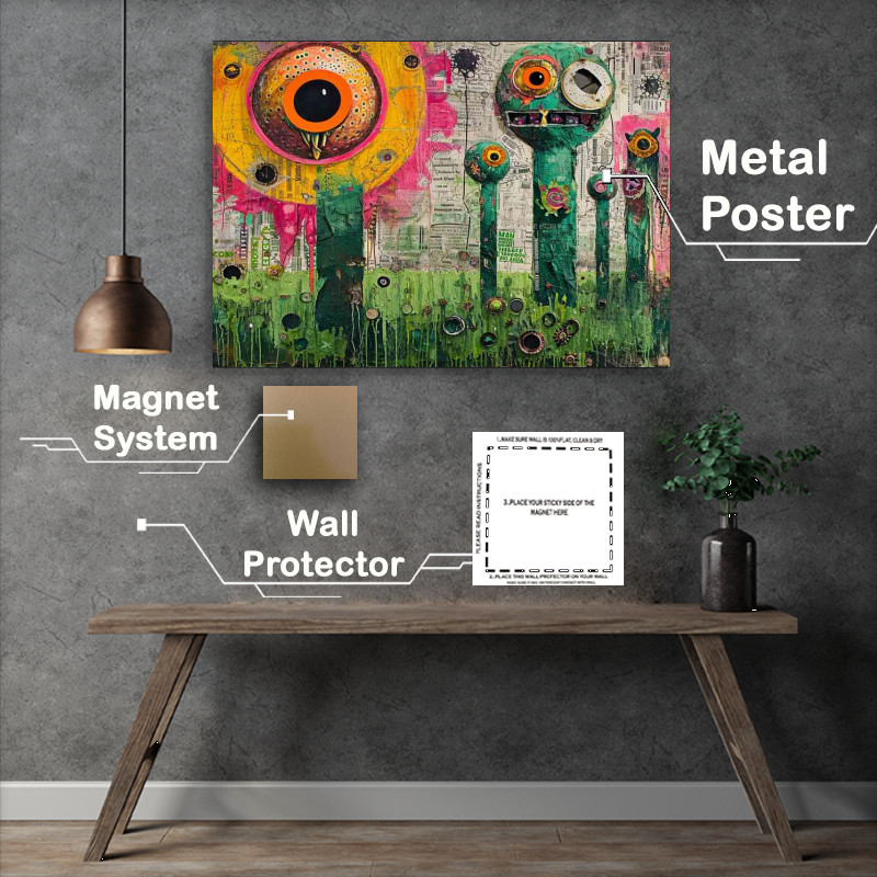 Buy Metal Poster : (Green object in a field abstract)