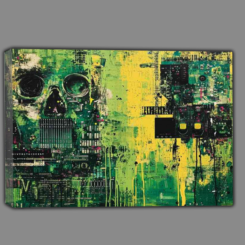 Buy Canvas : (Green objects around a field mixed style of art)