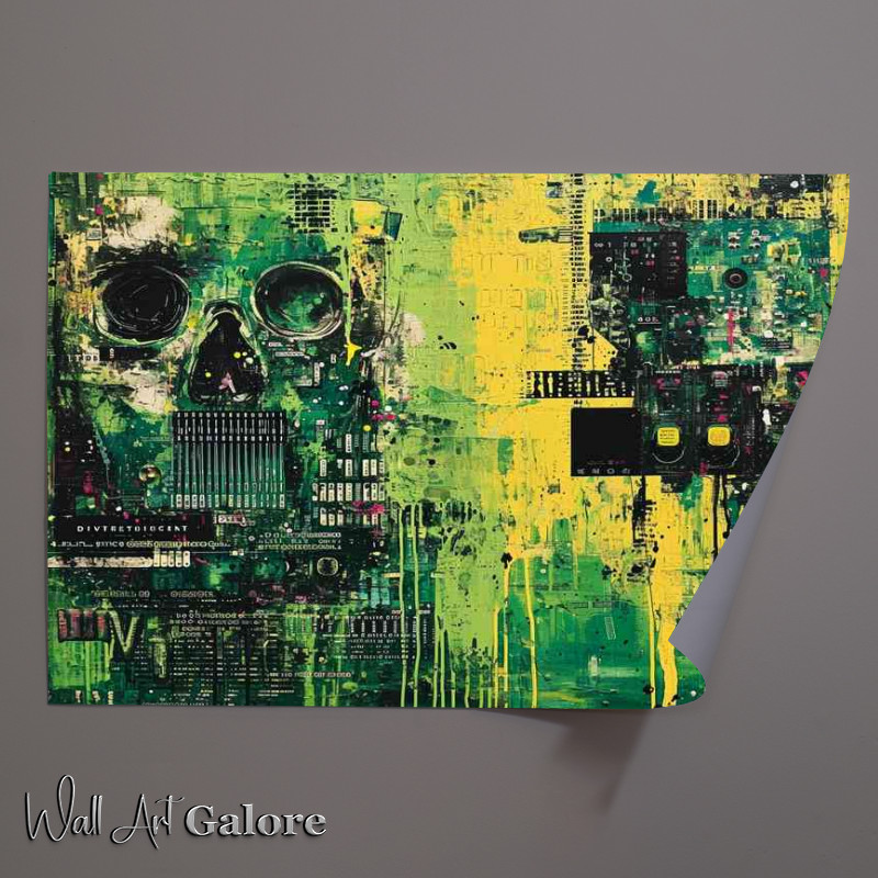 Buy Unframed Poster : (Green objects around a field mixed style of art)