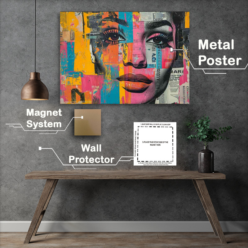 Buy Metal Poster : (Lady pop art newspaper style)