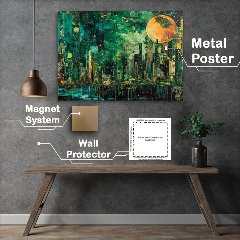 Buy Metal Poster : (Landscape in green painted town)