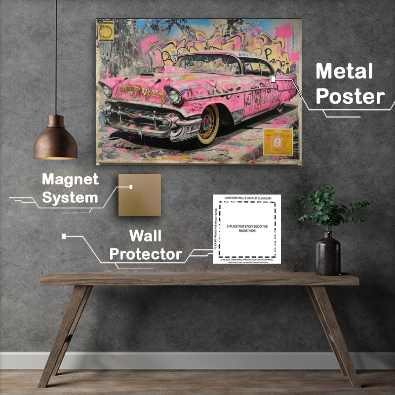 Buy Metal Poster : (Life is beautiful the pink cadailac art)