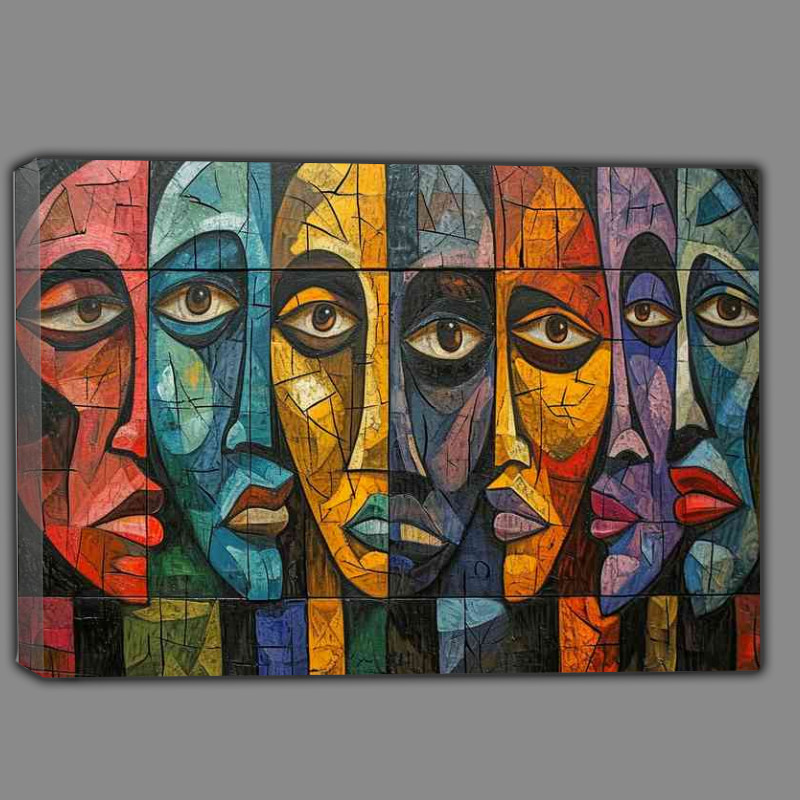 Buy Canvas : (Many faces in a abstract cubist form)