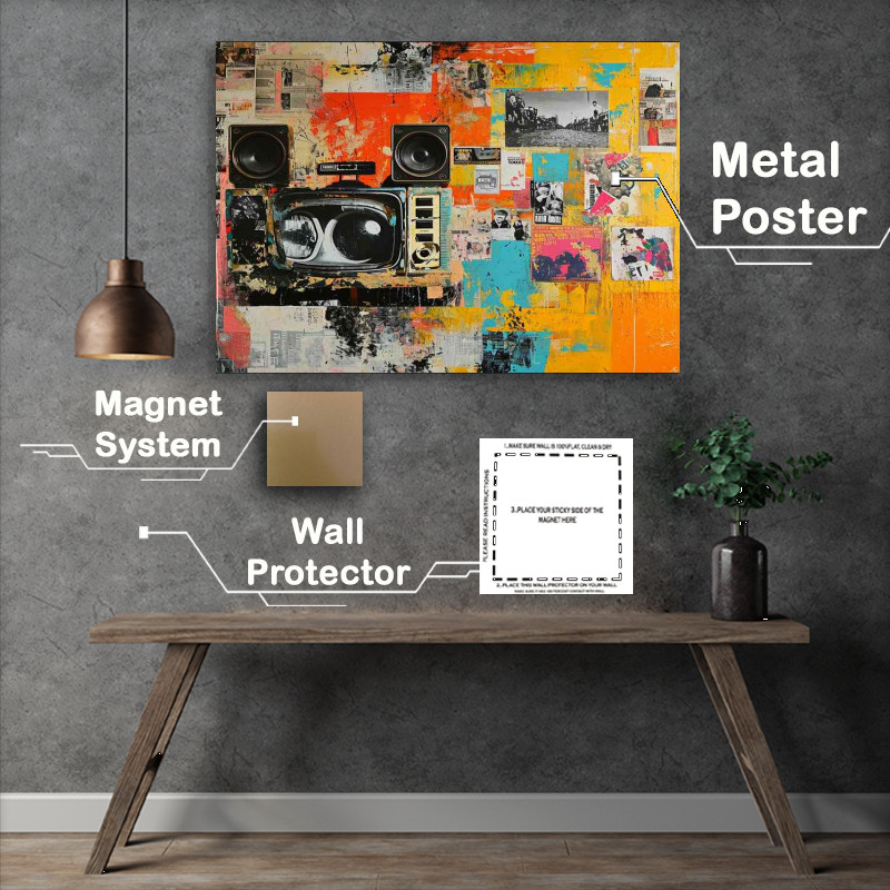 Buy Metal Poster : (Mixed media tv radio old school)