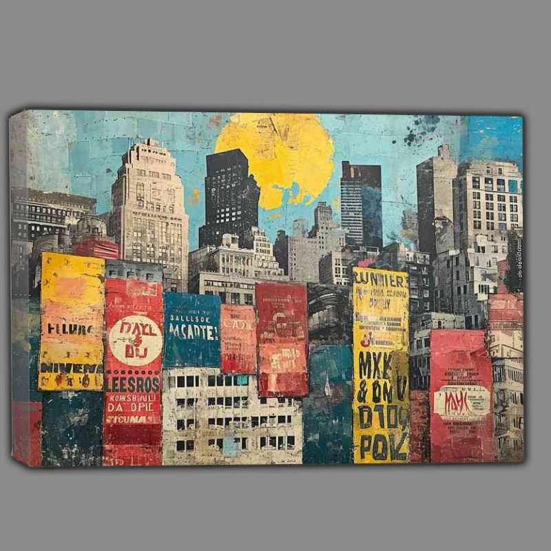 Buy Canvas : (Old paintings with tall hi rise buildings)