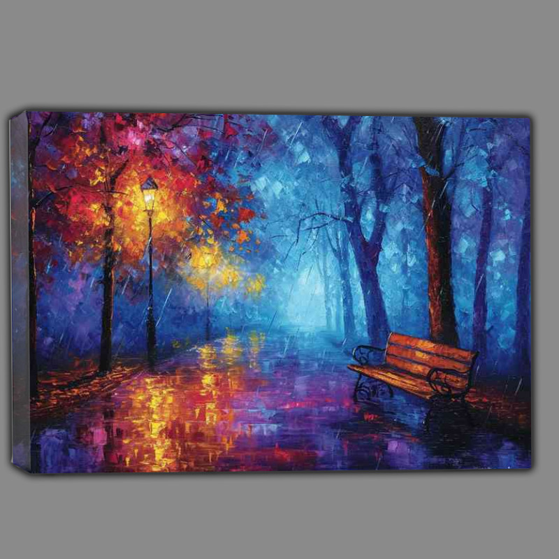 Buy Canvas : (Painted style of a cold rainy day at night)