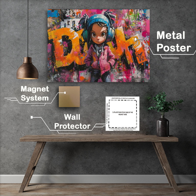 Buy Metal Poster : (Person on a wall covered in graffiti)