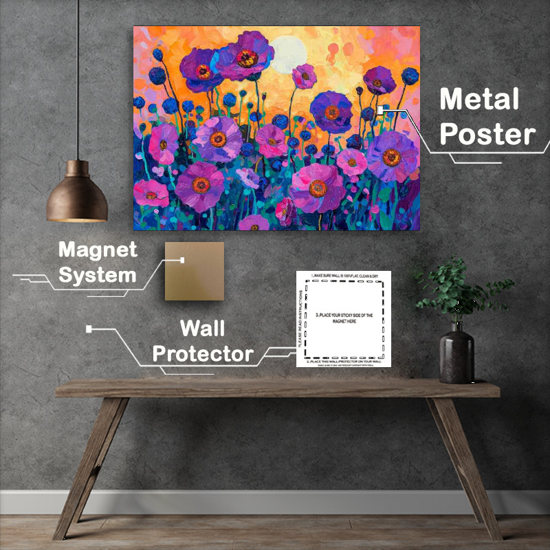 Buy Metal Poster : (Purple flowers in bloom painted)