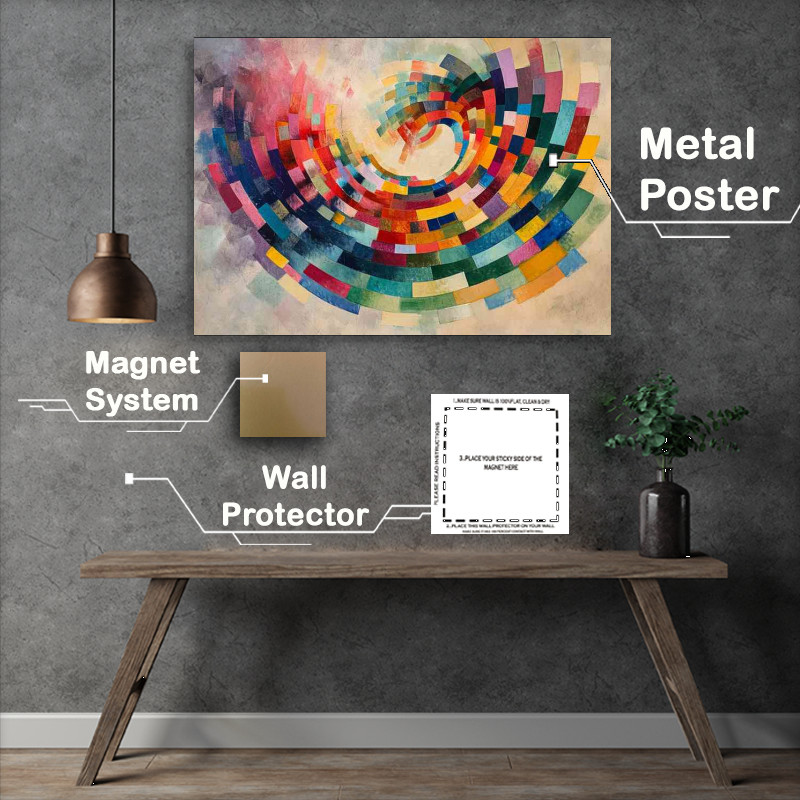 Buy Metal Poster : (Rainbow colours in a circle abstract art)