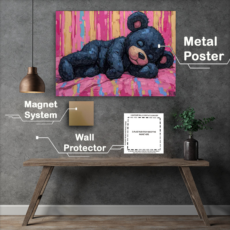 Buy Metal Poster : (Sleeping teddy bear in the style of graffiti inspired)