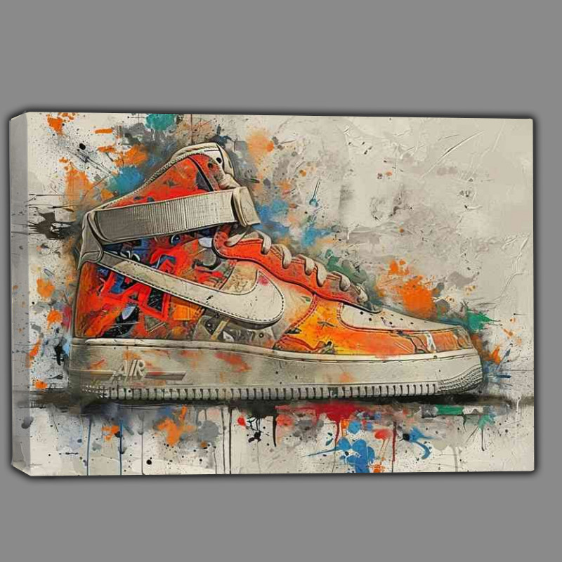 Buy Canvas : (Splatter painted sneekers on a wall)