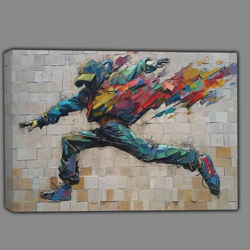 Buy Canvas : (Street dancer on a painted street art wall)