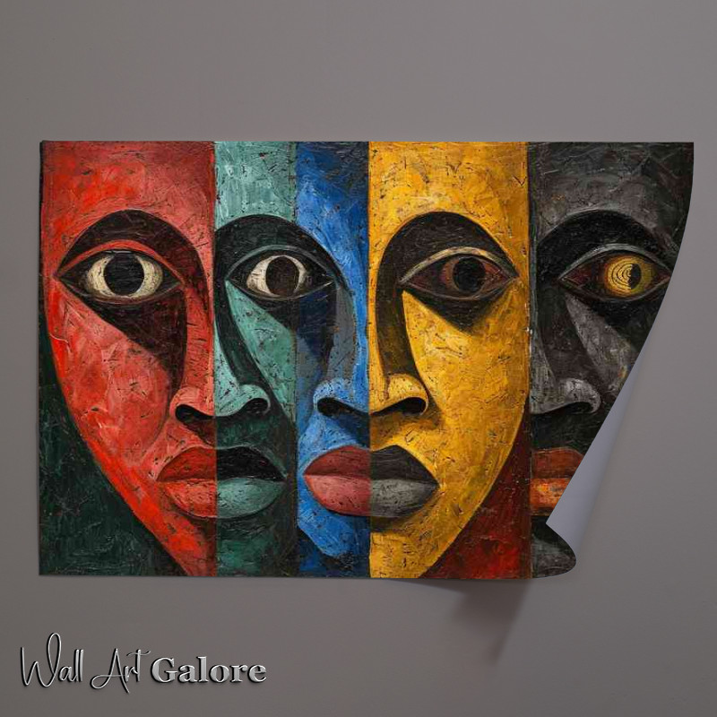 Buy Unframed Poster : (The four faces in mixed colours)
