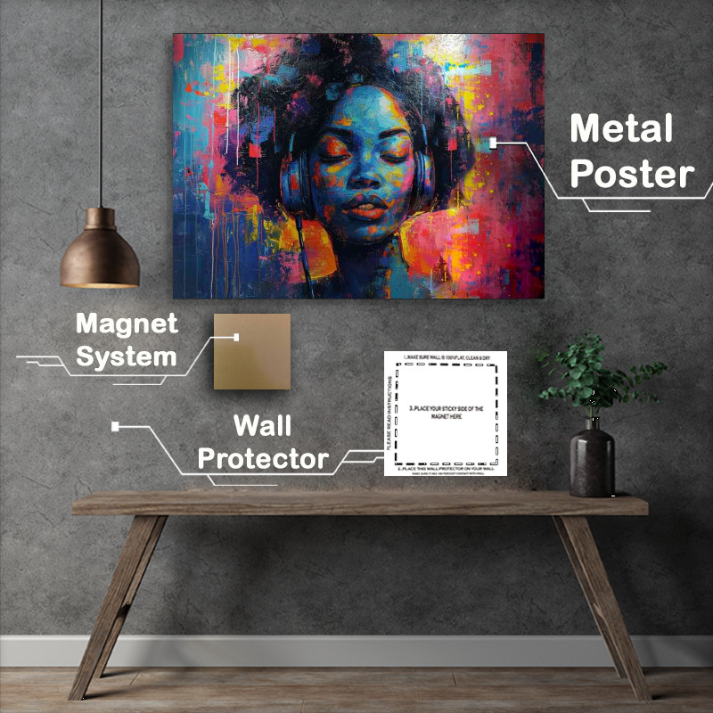Buy Metal Poster : (The painted ladys head with heaphones on)